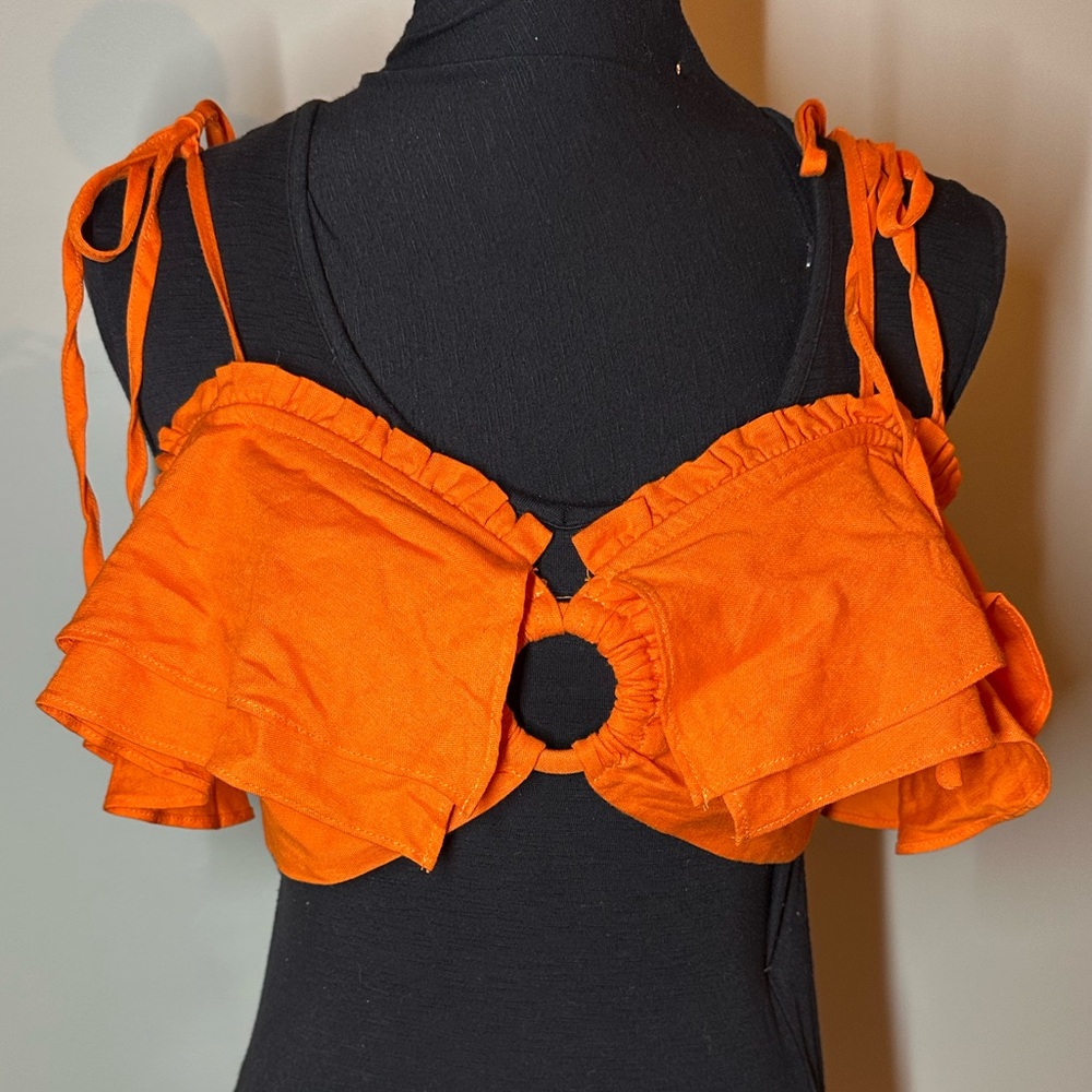 NWT Garota Crop Top Women Orange Sleeveless Top Large #374
